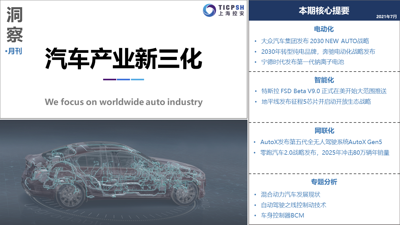 《洞察：汽車產業新三化》（7月）