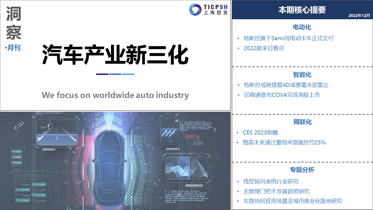 《洞察：汽車產業新三化》（12月）